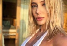 «Вам в груди не тесновато?»: Рудова в мокром бикини не по размеру избежала конфуза на пляже