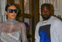 В мини-платье со змеиным принтом: новый выход Ким Кардашьян и Канье Уэста