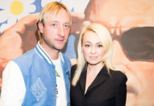 Яна Рудковская, Евгений Плющенко и Рената Пиотровски на открытии Aizel x Team Putin