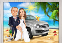 Процесс создания свадебного шаржа