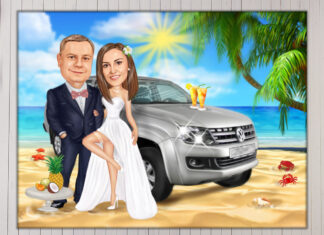 Процесс создания свадебного шаржа