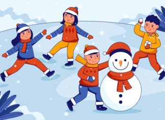 Зимний детский праздник: игры на снегу